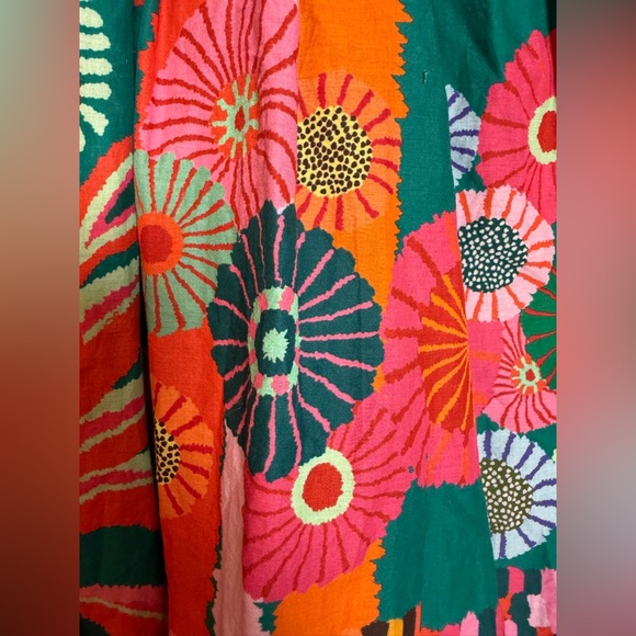 Farm Rio x Anthropologie Pleated Palm Midi Dress Floral S Petite NWT - Picture 9 of 12